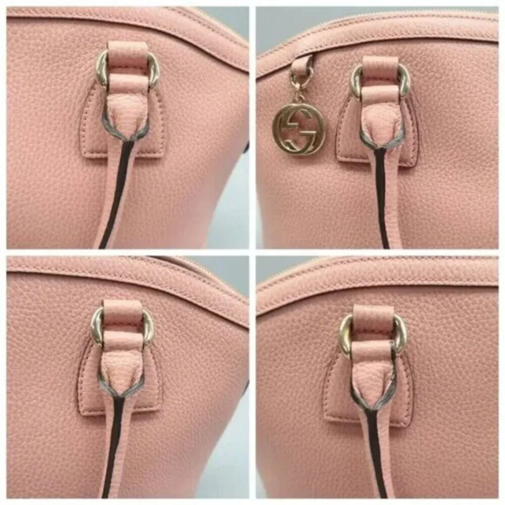 Authentic Gucci Soho Dome Satchel Pink Leather Crossbody Shoulder Bag Luxury Bag